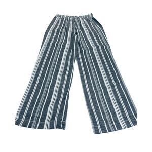 Briggs New York Linen Blend Pull-On Pants - Gray/White Stripes, Medium NWOT